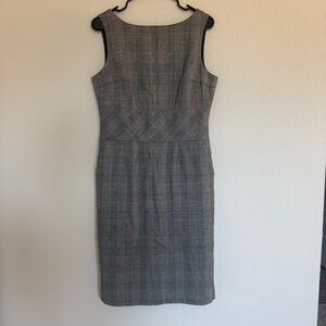 Banana Republic Gray Plaid Midi Sheath Dress